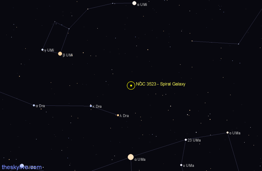 Finder chart NGC 3523 - Spiral Galaxy in Draco star