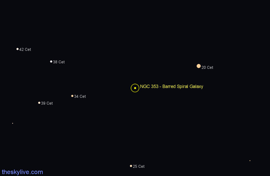 Finder chart NGC 353 - Barred Spiral Galaxy in Cetus star