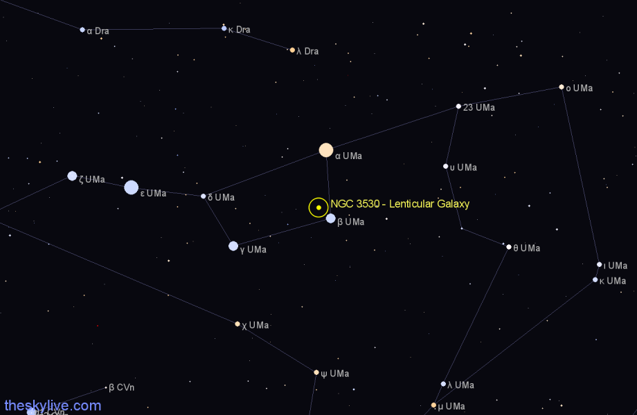 Finder chart NGC 3530 - Lenticular Galaxy in Ursa Major star