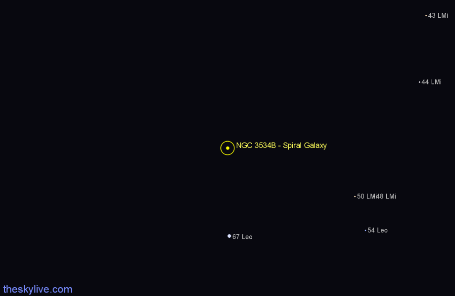 Finder chart NGC 3534B - Spiral Galaxy in Leo star