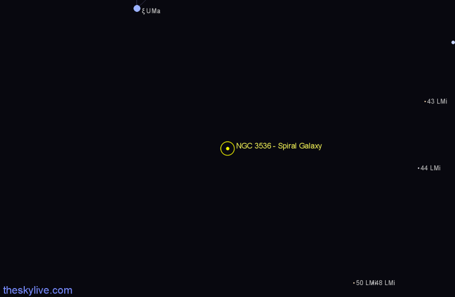 Finder chart NGC 3536 - Spiral Galaxy in Ursa Major star