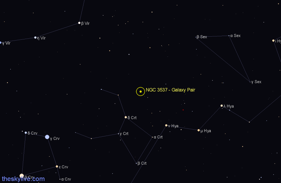 Finder chart NGC 3537 - Galaxy Pair in Crater star