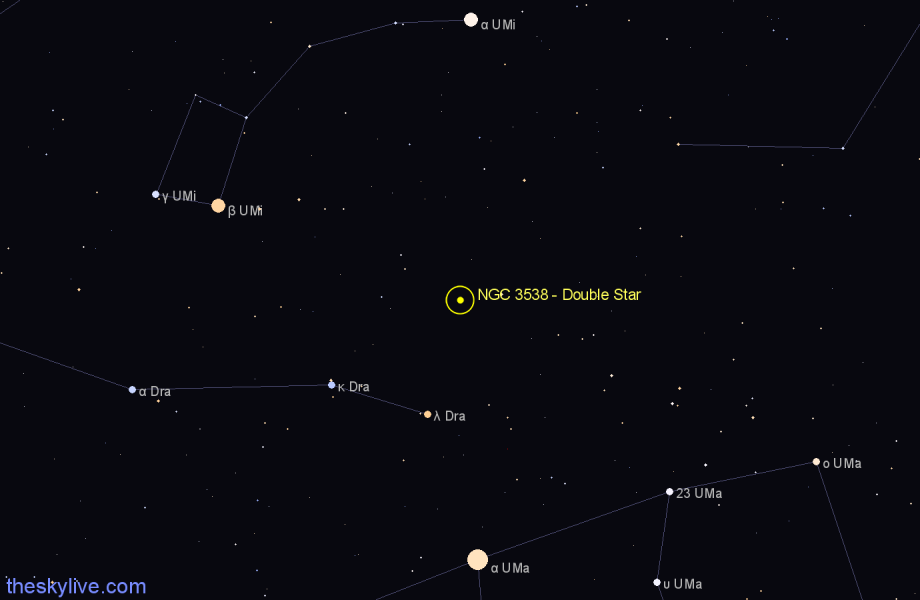 Finder chart NGC 3538 - Double Star in Draco star