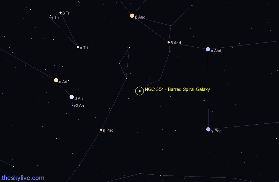 Finder chart NGC 354 - Barred Spiral Galaxy in Pisces star