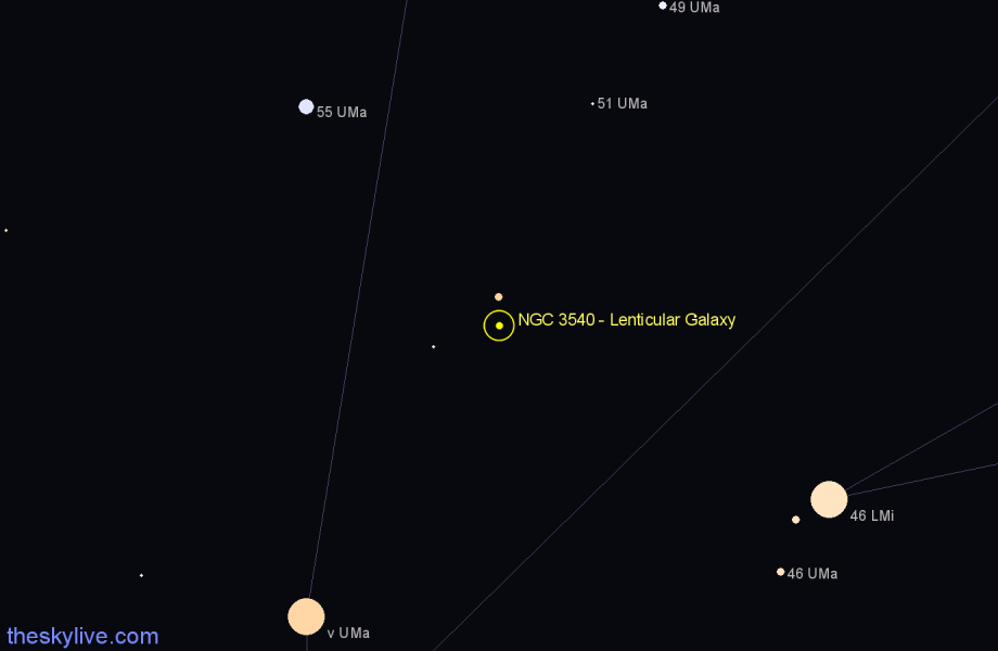 Finder chart NGC 3540 - Lenticular Galaxy in Ursa Major star