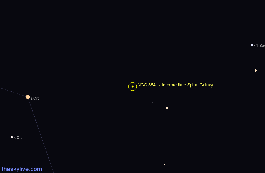 Finder chart NGC 3541 - Intermediate Spiral Galaxy in Crater star