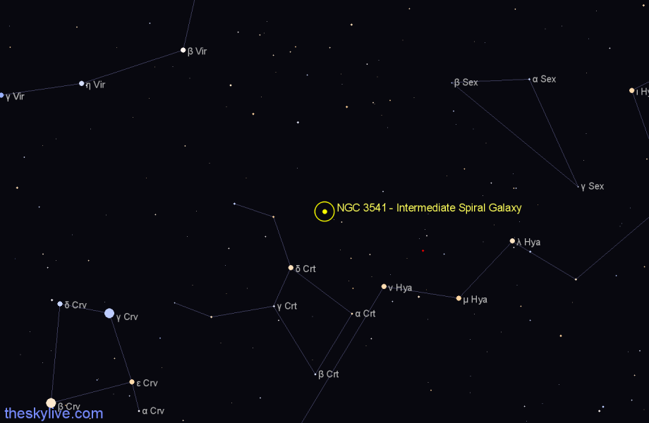 Finder chart NGC 3541 - Intermediate Spiral Galaxy in Crater star