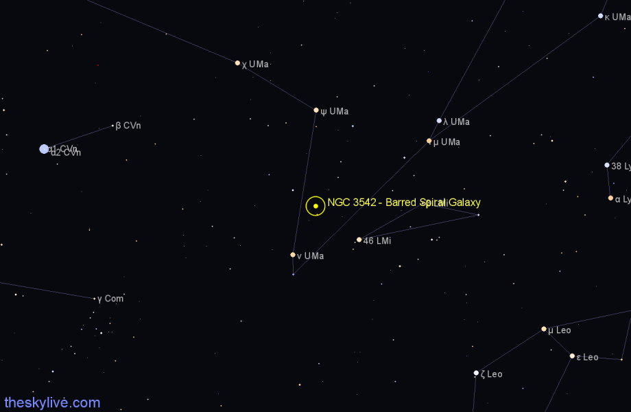 Finder chart NGC 3542 - Barred Spiral Galaxy in Ursa Major star