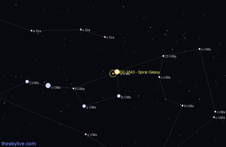 Finder chart NGC 3543 - Spiral Galaxy in Ursa Major star