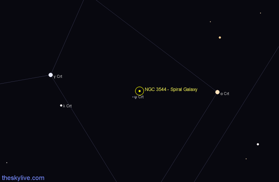 Finder chart NGC 3544 - Spiral Galaxy in Crater star