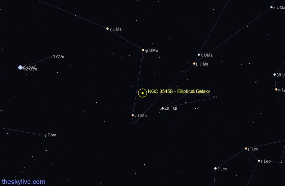 Finder chart NGC 3545B - Elliptical Galaxy in Ursa Major star