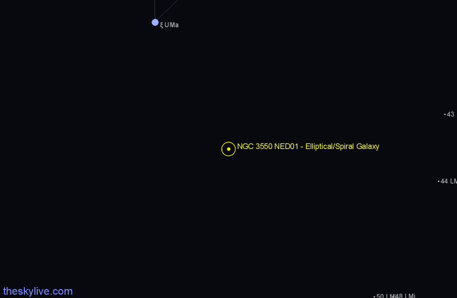 Finder chart NGC 3550 NED01 - Elliptical/Spiral Galaxy in Ursa Major star