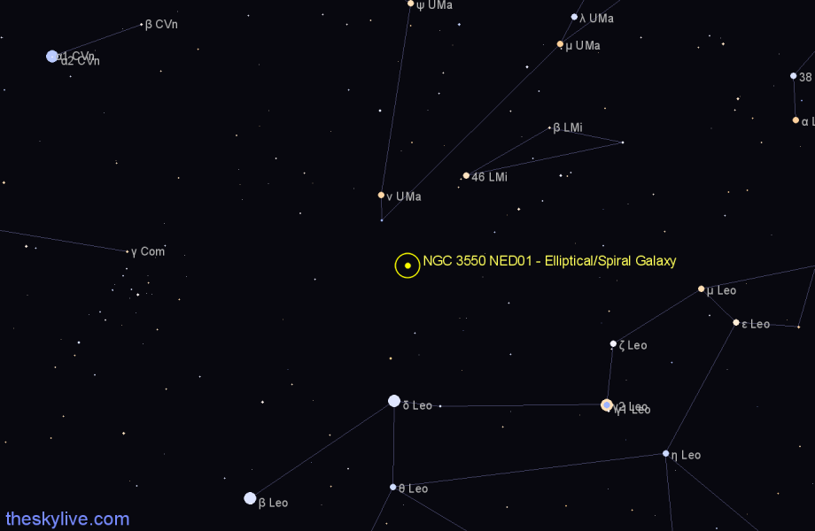 Finder chart NGC 3550 NED01 - Elliptical/Spiral Galaxy in Ursa Major star