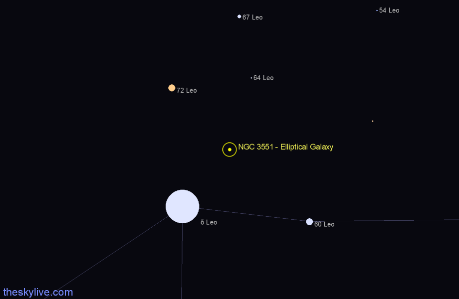 Finder chart NGC 3551 - Elliptical Galaxy in Leo star