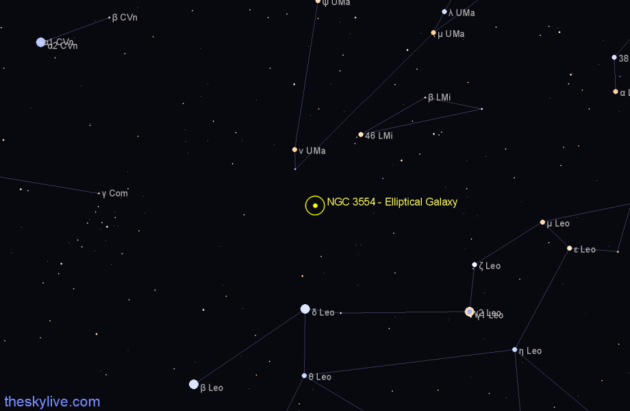 Finder chart NGC 3554 - Elliptical Galaxy in Ursa Major star