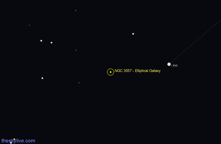Finder chart NGC 3557 - Elliptical Galaxy in Centaurus star