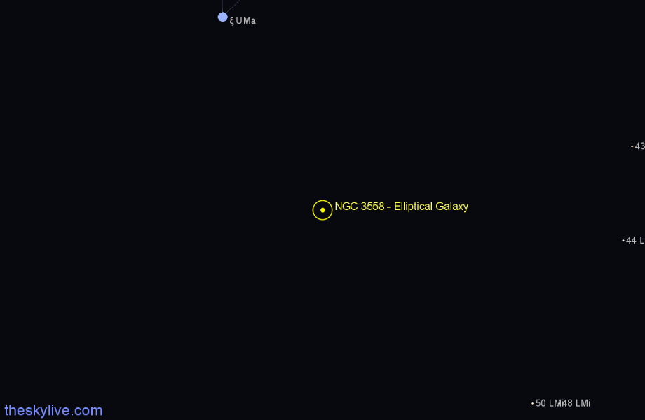 Finder chart NGC 3558 - Elliptical Galaxy in Ursa Major star