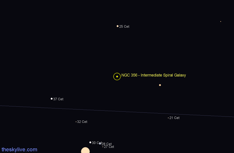 Finder chart NGC 356 - Intermediate Spiral Galaxy in Cetus star