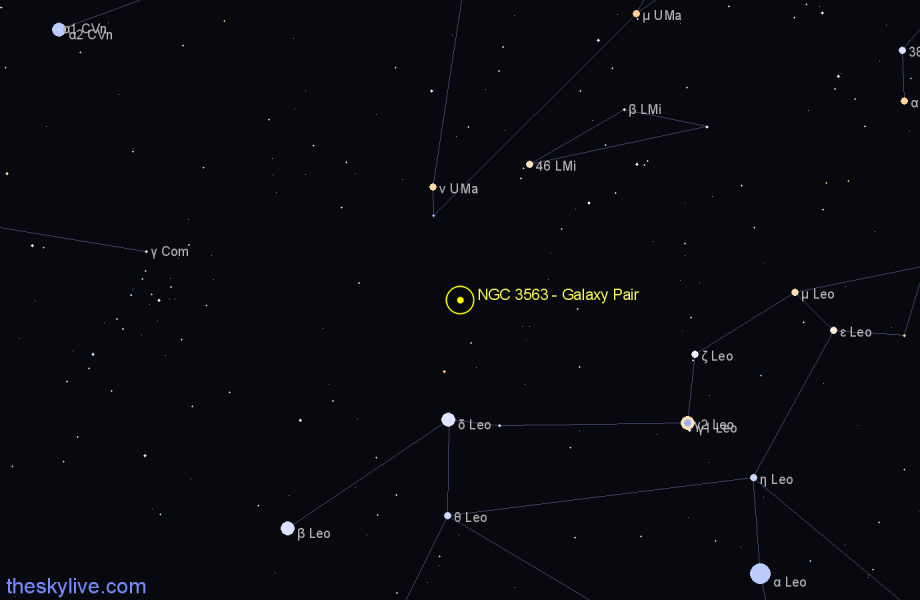 Finder chart NGC 3563 - Galaxy Pair in Leo star