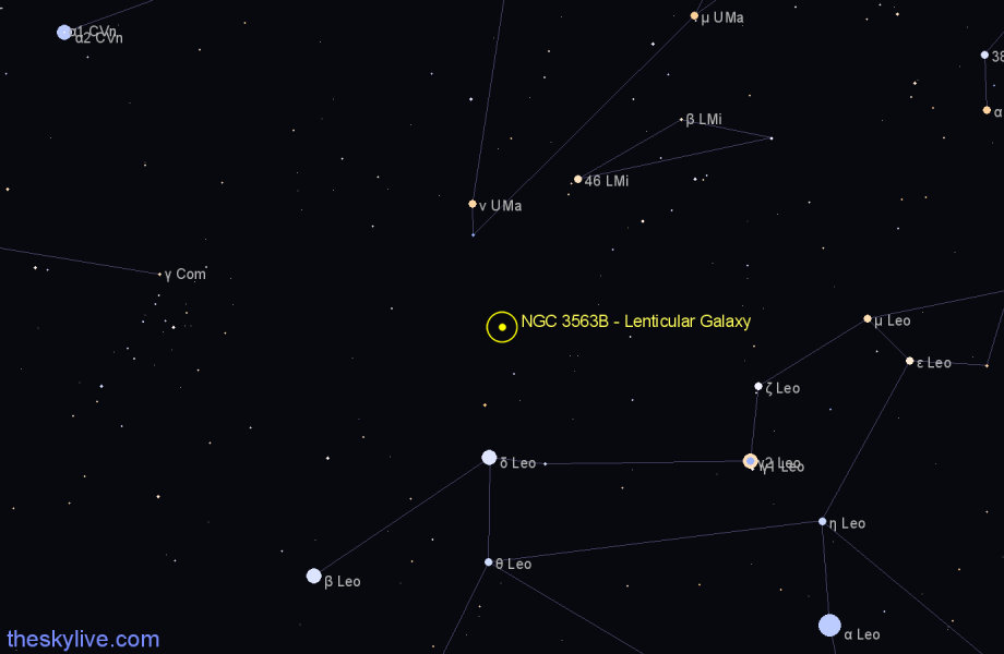 Finder chart NGC 3563B - Lenticular Galaxy in Leo star