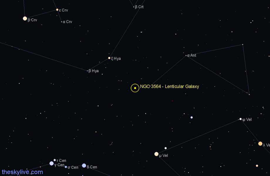 Finder chart NGC 3564 - Lenticular Galaxy in Centaurus star