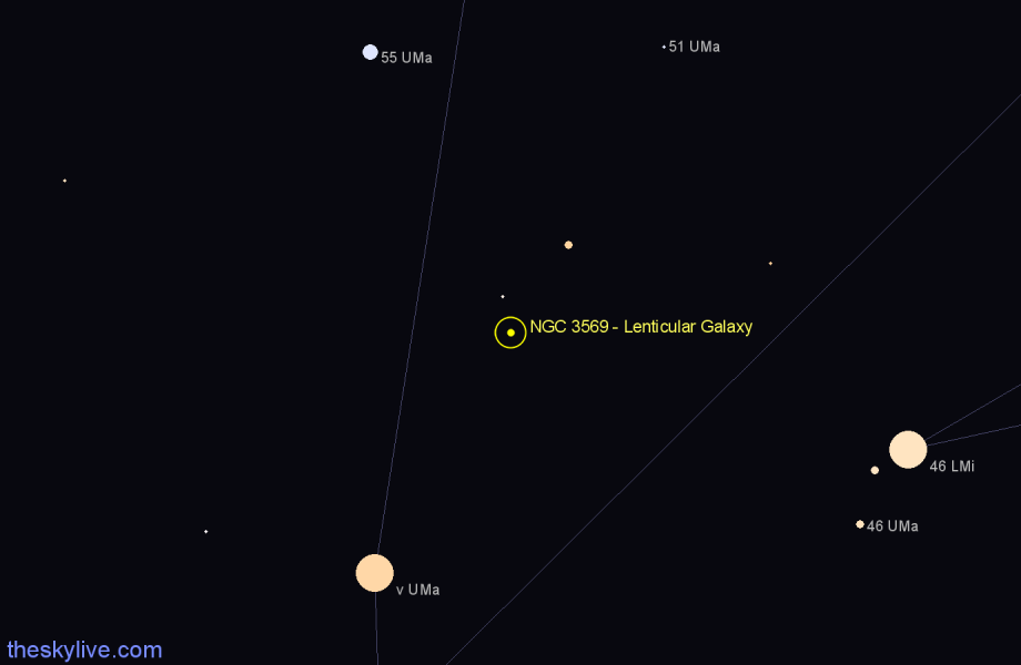 Finder chart NGC 3569 - Lenticular Galaxy in Ursa Major star