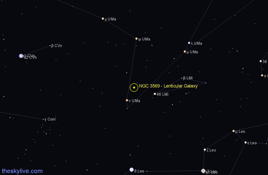 Finder chart NGC 3569 - Lenticular Galaxy in Ursa Major star