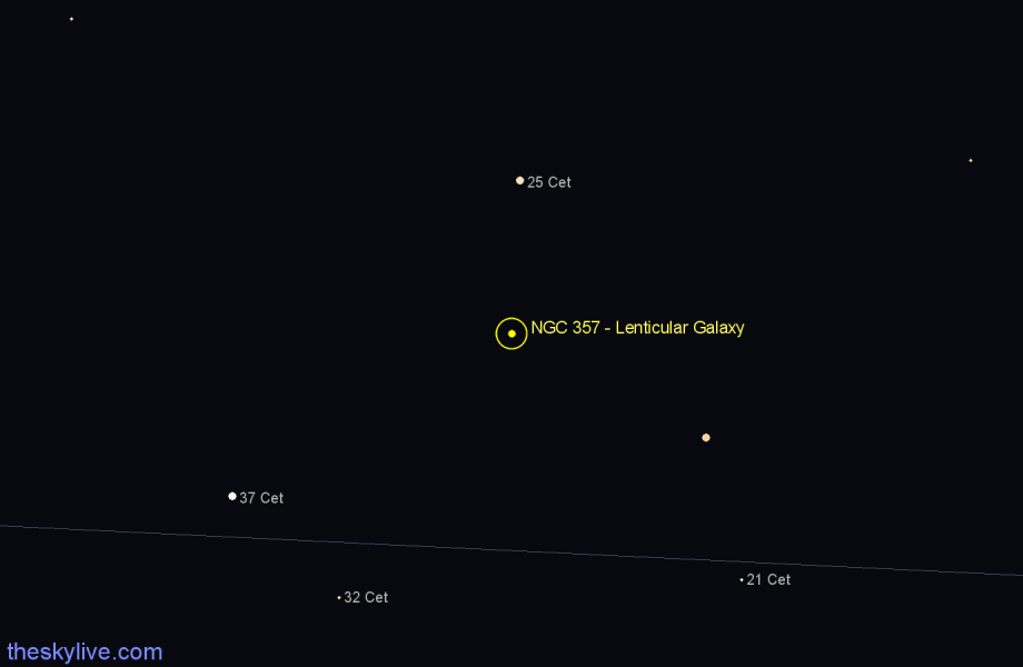 Finder chart NGC 357 - Lenticular Galaxy in Cetus star