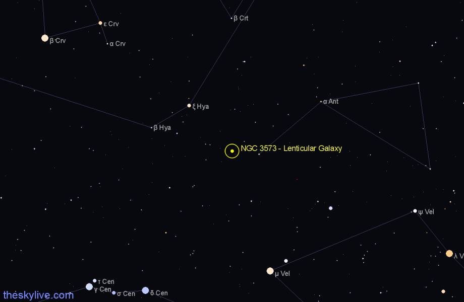 Finder chart NGC 3573 - Lenticular Galaxy in Centaurus star
