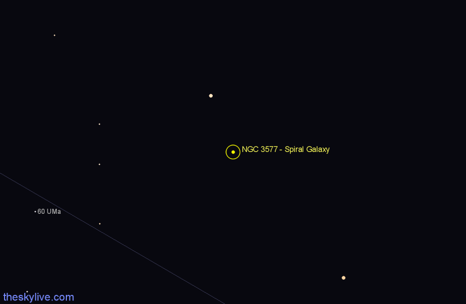 Finder chart NGC 3577 - Spiral Galaxy in Ursa Major star