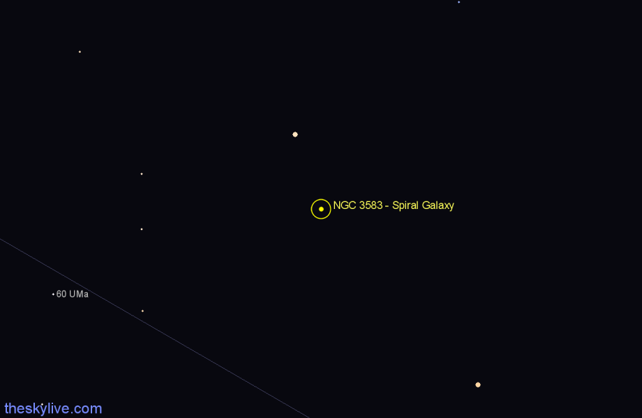 Finder chart NGC 3583 - Spiral Galaxy in Ursa Major star