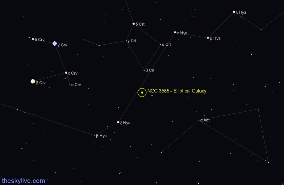 Finder chart NGC 3585 - Elliptical Galaxy in Hydra star