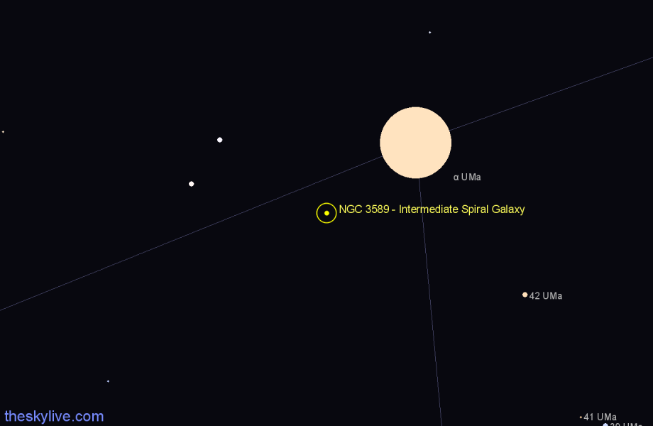 Finder chart NGC 3589 - Intermediate Spiral Galaxy in Ursa Major star