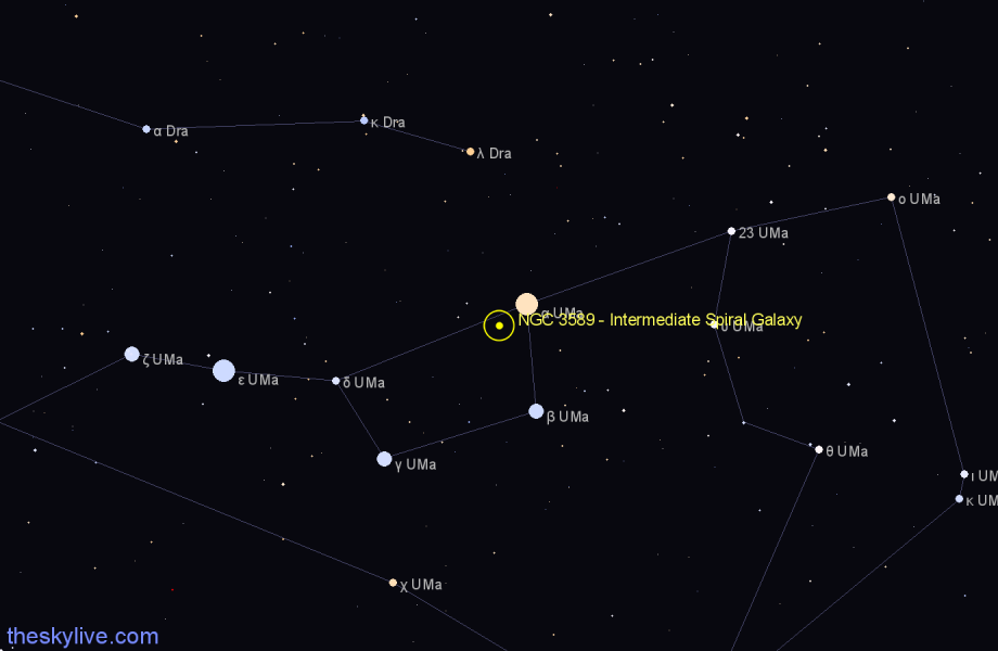 Finder chart NGC 3589 - Intermediate Spiral Galaxy in Ursa Major star