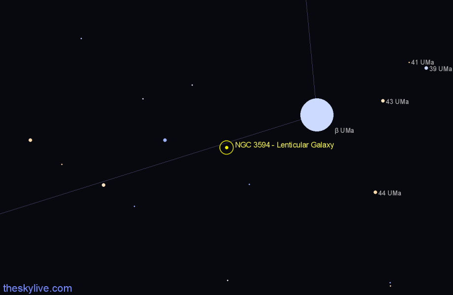 Finder chart NGC 3594 - Lenticular Galaxy in Ursa Major star