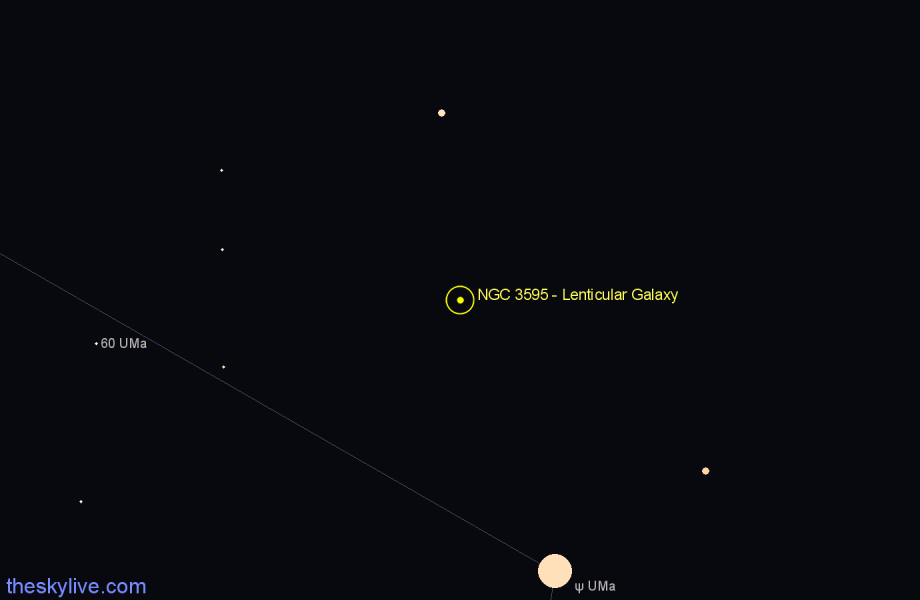 Finder chart NGC 3595 - Lenticular Galaxy in Ursa Major star