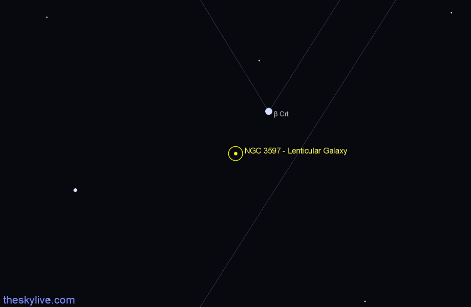 Finder chart NGC 3597 - Lenticular Galaxy in Crater star