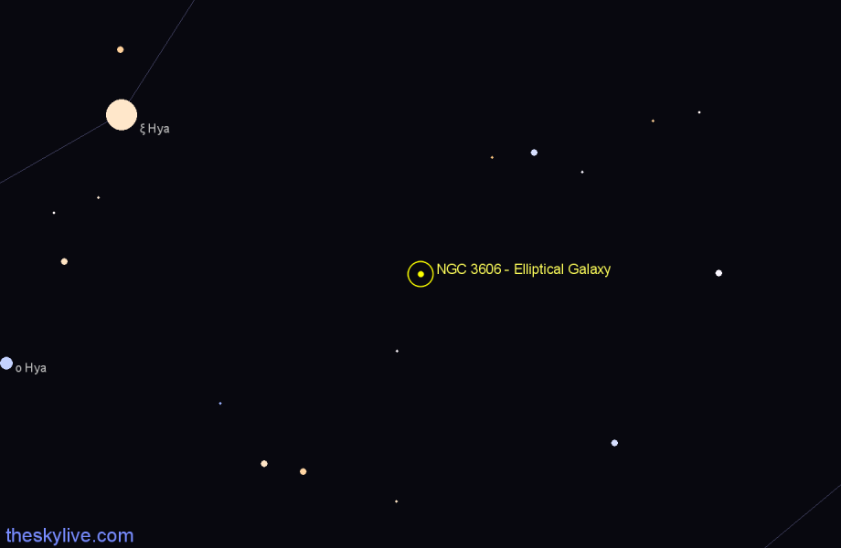 Finder chart NGC 3606 - Elliptical Galaxy in Hydra star