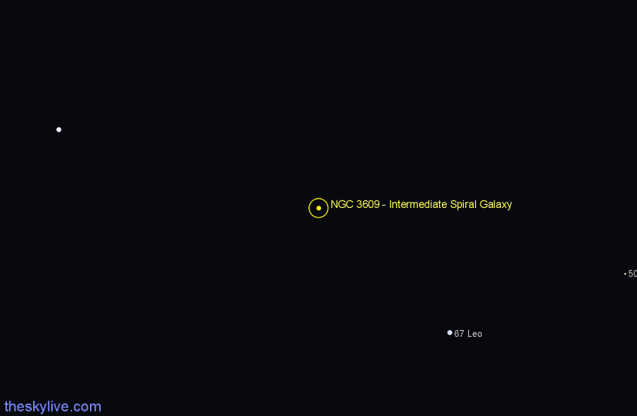 Finder chart NGC 3609 - Intermediate Spiral Galaxy in Leo star