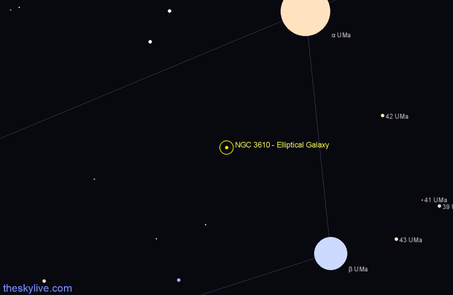 Finder chart NGC 3610 - Elliptical Galaxy in Ursa Major star