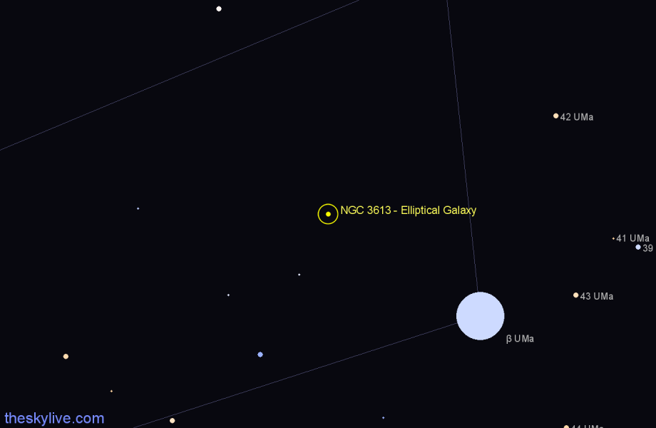 Finder chart NGC 3613 - Elliptical Galaxy in Ursa Major star