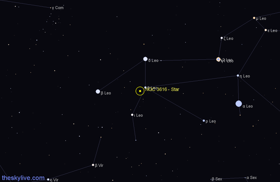 Finder chart NGC 3616 - Star in Leo star