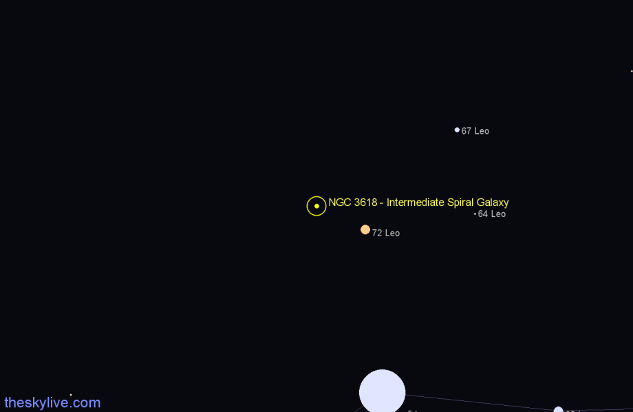 Finder chart NGC 3618 - Intermediate Spiral Galaxy in Leo star