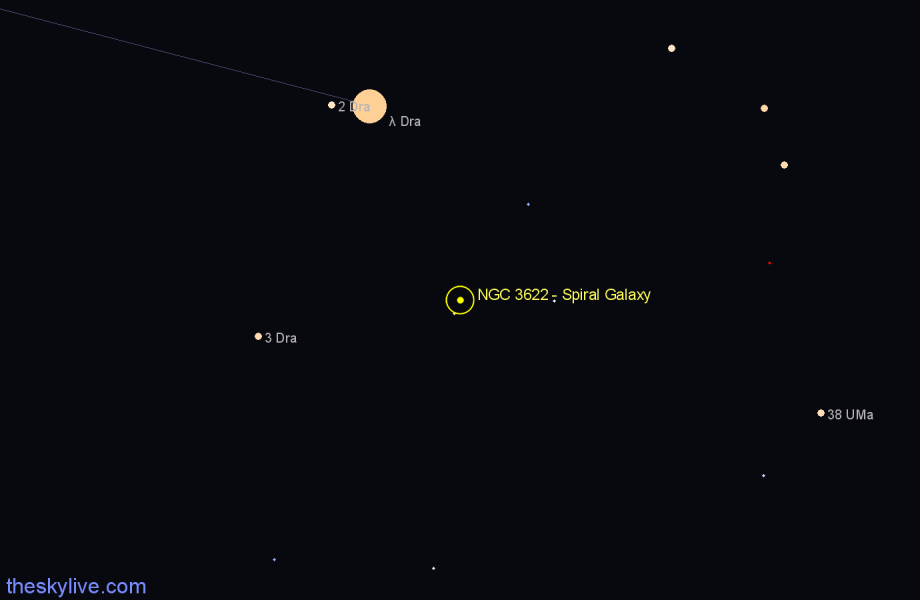 Finder chart NGC 3622 - Spiral Galaxy in Ursa Major star