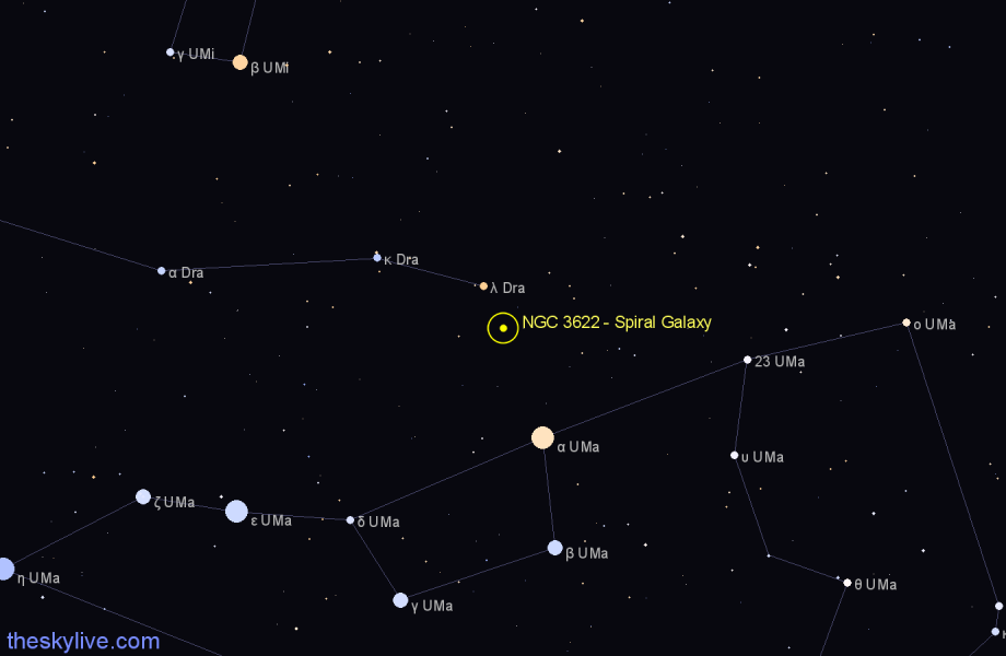 Finder chart NGC 3622 - Spiral Galaxy in Ursa Major star