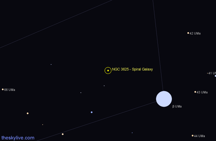 Finder chart NGC 3625 - Spiral Galaxy in Ursa Major star