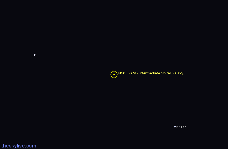 Finder chart NGC 3629 - Intermediate Spiral Galaxy in Leo star