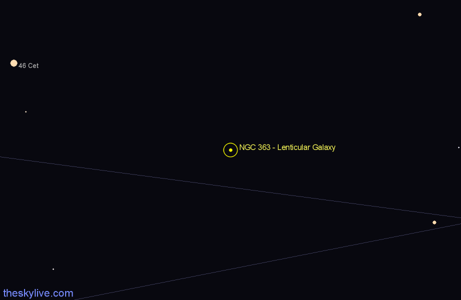 Finder chart NGC 363 - Lenticular Galaxy in Cetus star