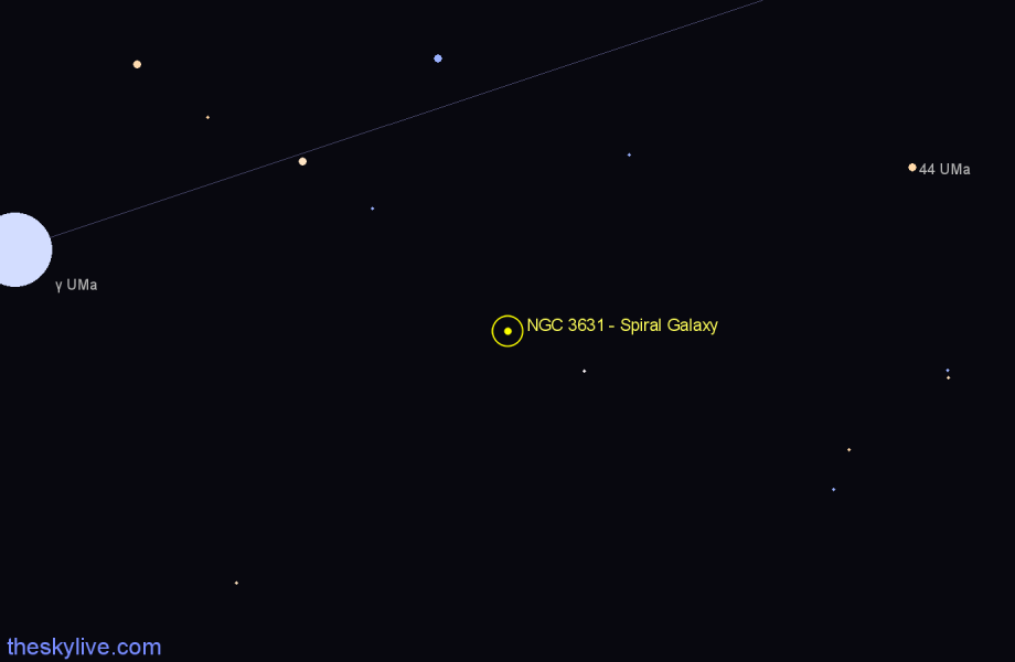 Finder chart NGC 3631 - Spiral Galaxy in Ursa Major star