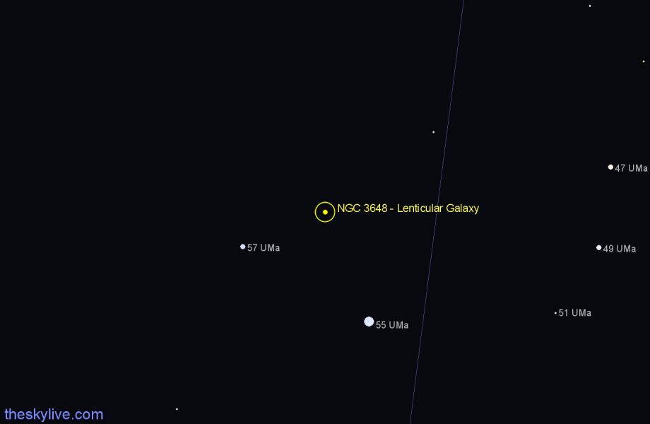 Finder chart NGC 3648 - Lenticular Galaxy in Ursa Major star